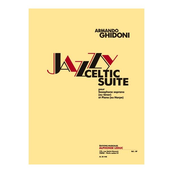 Ghidoni: Jazzy celtic suite (13') pour saxophone soprano (ou t&eacute;nor) et piano (ou harpe)