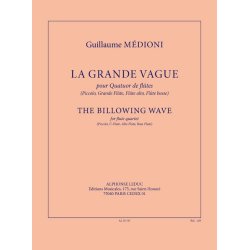 Medioni: La grande vague (5'30'') pour quatuor de fl&ucirc;tes (piccolo, grande fl&ucirc;te, fl&ucirc;te alto, fl&ucirc;te basse) (partition et parties)