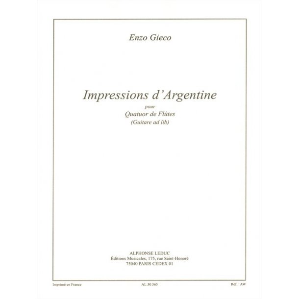 Enzo Gieco: Impressions of Argentina, for Flute Quartet and Guitar