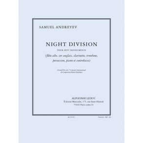 Andreyev: Night division pour 7 instruments (flûte alto, cor anglais, clarinette, trombone, percussion, piano et contrebasse) partition