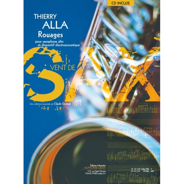 Alla: Rouages (5'10'') (6e) (livre avec cd) (collection vent de sax) pour saxophone alto et dispositif electroacoustique (livre seul)