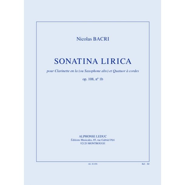 Bacri Sonatina Lirica Op.108 No1b Divers Quintet Book