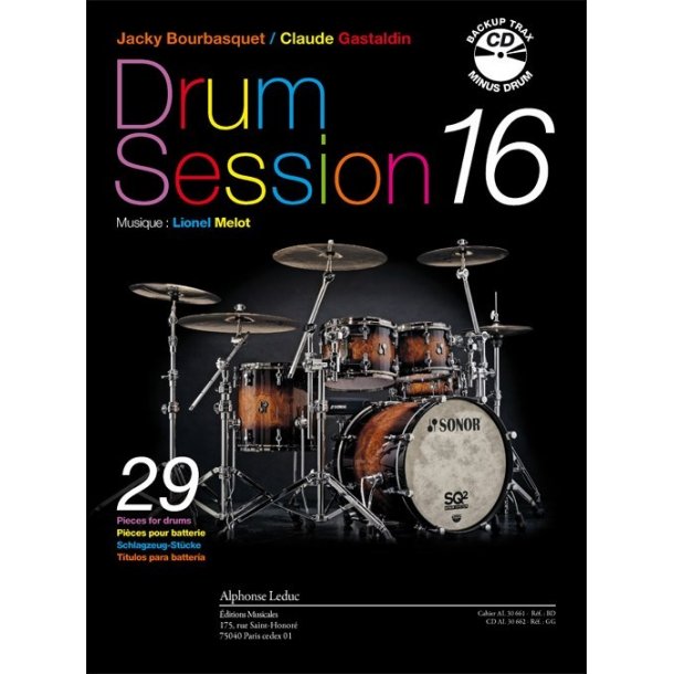 Bourbasquet: Drum session 16 29 pi&egrave;ces pour batterie (livre+cd) - le livre