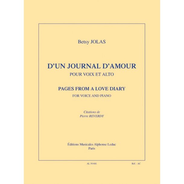 Betsy Jolas: Pages From A Love Diary