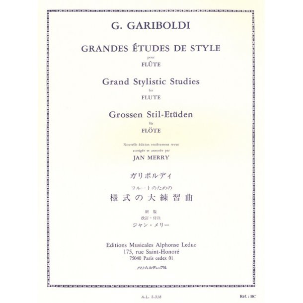 Giuseppe Gariboldi: Grandes Etudes de Style Op.134 (Flute solo)