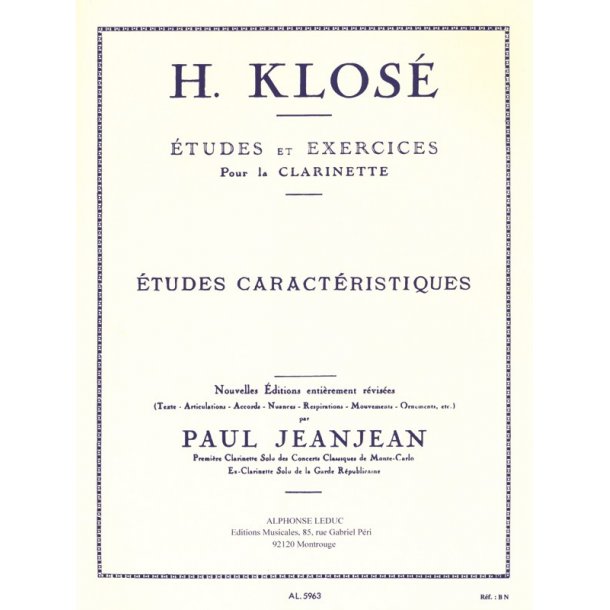 Hyacinthe E. Klos&eacute;: Etudes caract&eacute;ristiques (Clarinet solo)