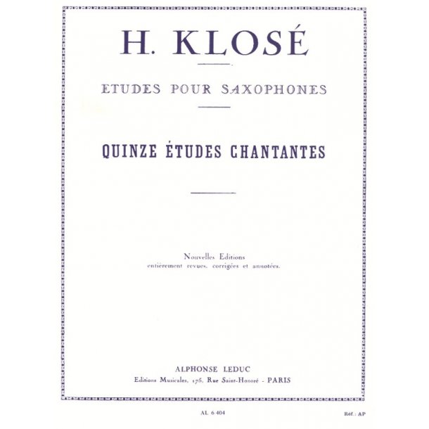 Hyacinthe E. Klos&eacute;: 15 Etudes chantantes (Saxophone solo)