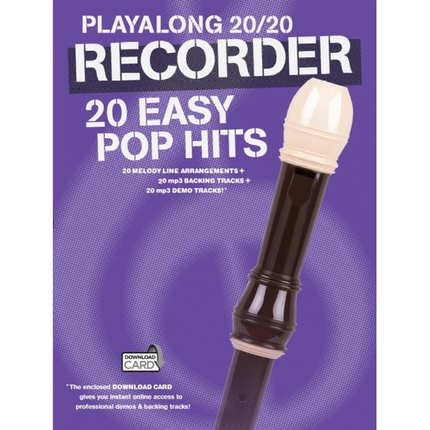 Playalong 20/20 Recorder: 20 Easy Pop Hits (Book/Download Card)