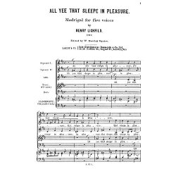 Lichfield, H All Yee That Sleepe In Pleasure Ssatb