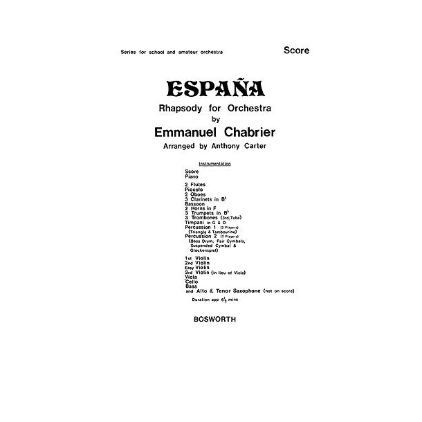 Chabrier, E Espana Carter Orch (Ma) Sc/Pts
