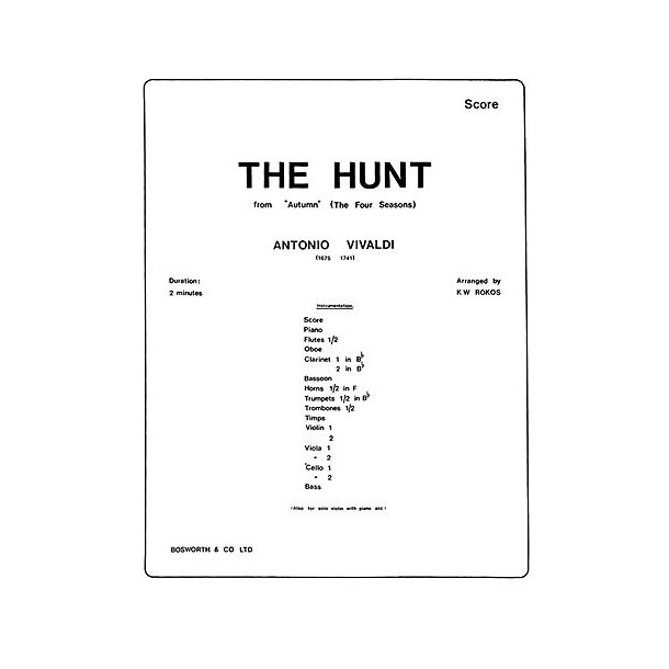 Vivaldi, A The Hunt Autumn The Four Seasons Rokos Orch (E) Sc/Pts