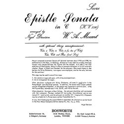 Mozart, W A Epistle Sonata Davison Str Orch Sc/Pts