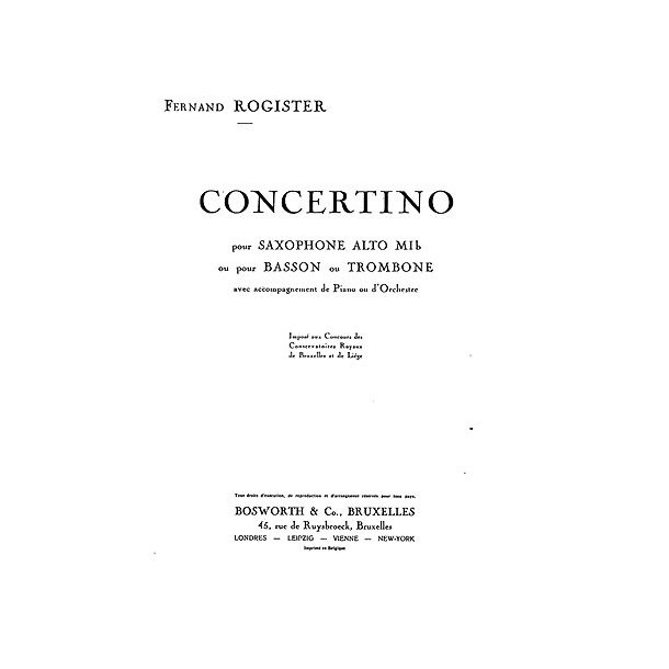 Rogister, F Concerto Asax,tbn/Pf