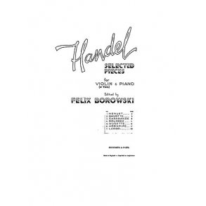 G.F. Handel: Selected Pieces (Violin/Viola)