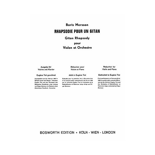 Boris Mersson: Rhapsody For A Gypsy (Un Gitan)