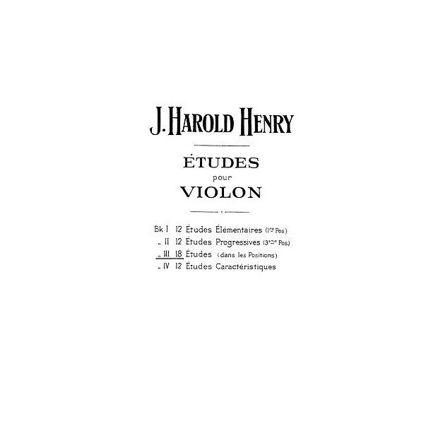Henry, Jh Etudes Progressives 3 Vln