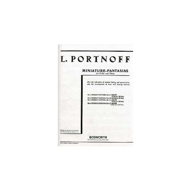 Leo Portnoff: Russian Fantasia No.4 E Minor For Violin And Piano