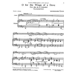 Felix Mendelssohn: O For The Wings Of A Dove (Violin/Piano)
