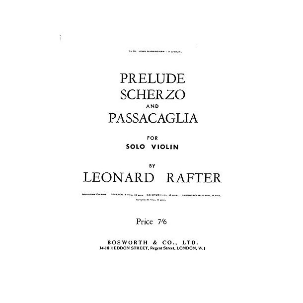 Rafter, L Prelude Scherzo And Passacaglia Vln/Pf