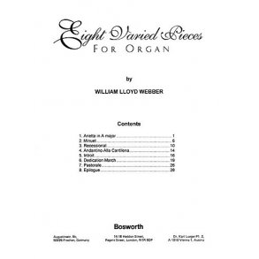 W.S. Lloyd Webber: Eight Varied Pieces For Organ