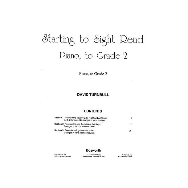 David Turnbull: Starting To Sight Read Piano To Grade 2