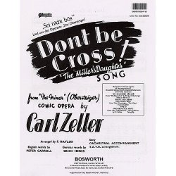 Carl Zeller: Don't Be Cross (Sei Nicht Bos)