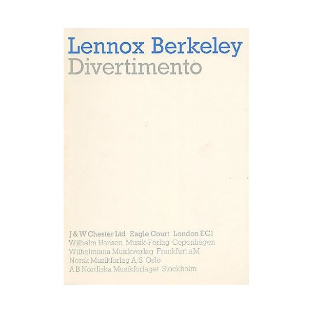Lennox Berkeley: Divertimento In B Flat For Orchestra Op.18 (Miniature Score)