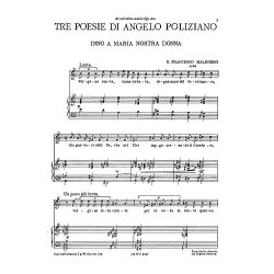 Malipiero: Three Poesie Di Angelo Poliziano for High Voice with Piano acc.