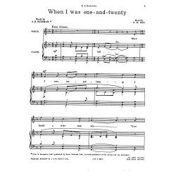 C.W. Orr:  When I Was One And Twenty for High Voice and Piano