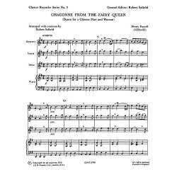 Purcell, H Chaconne From The Fairy Queen Chester Recorder Series No.3