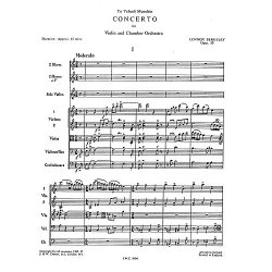Lennox Berkeley: Concerto For Violin And Chamber Orchestra Op.59 (Score)