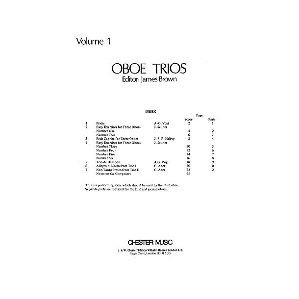 Oboe Trios (Score And Parts)