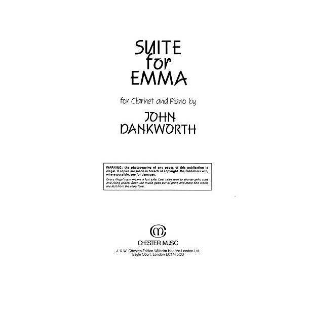 Dankworth: Suite For Emma for Clarinet and Piano