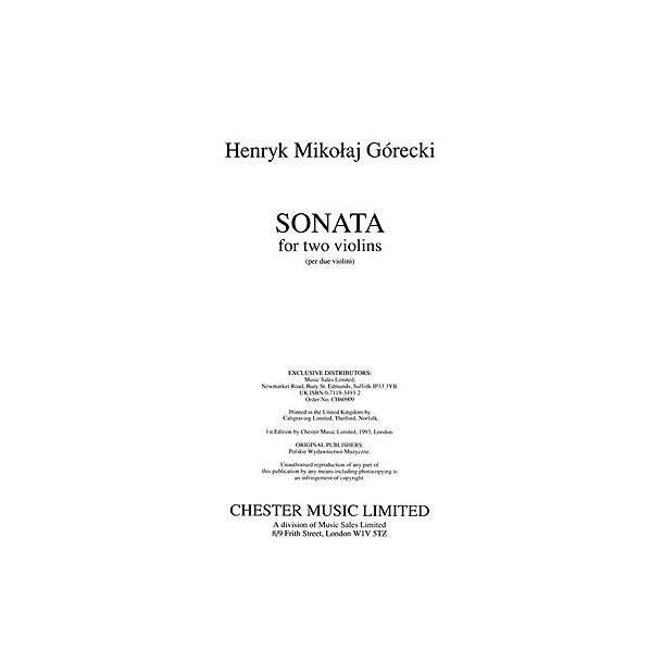 H. M. Gorecki: Sonata For Two Violins Op.10