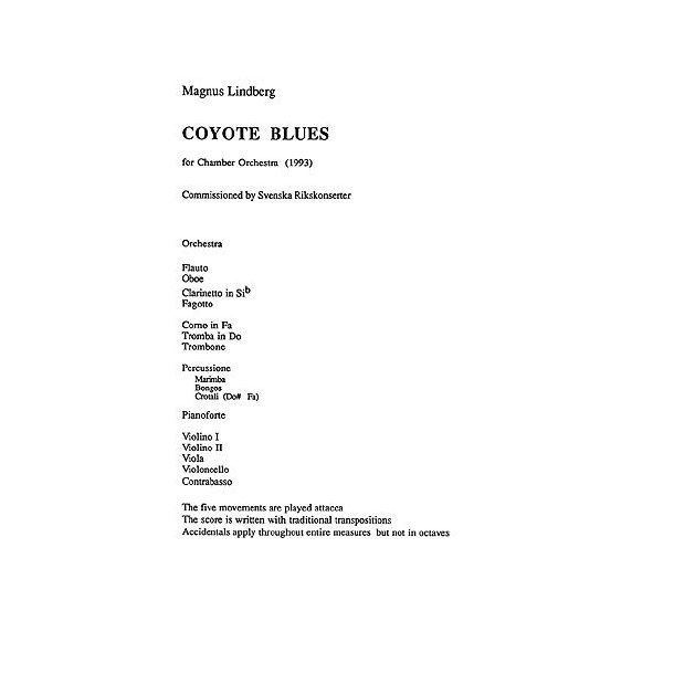Magnus Lindberg: Coyote Blues (Full Score)