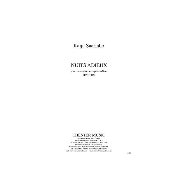 Kaija Saariaho: Nuits Adieux (SATB)