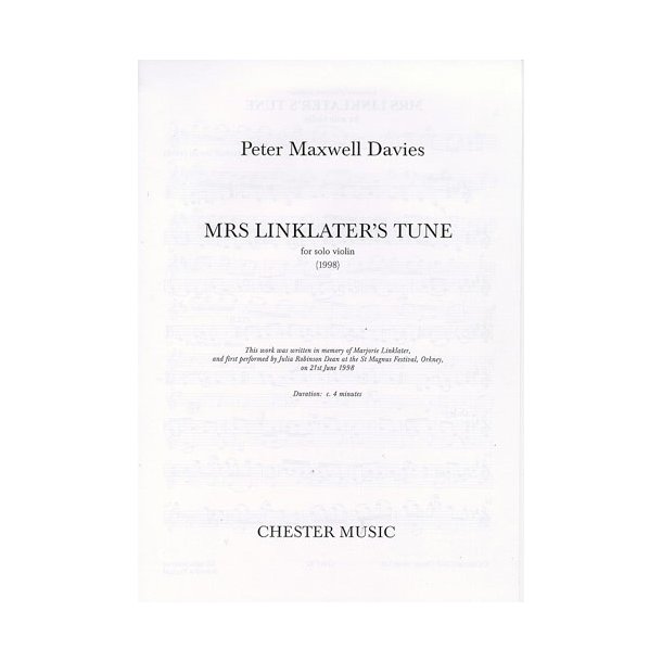 Peter Maxwell Davies: Mrs Linklater's Tune (Solo Violin)