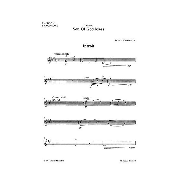 James Whitbourn: Son Of God Mass (Soprano Saxophone Part)