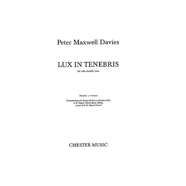 Peter Maxwell Davies: Lux In Tenebris