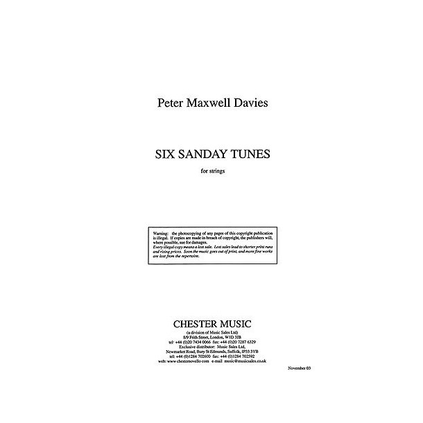 Peter Maxwell Davies: Six Sanday Tunes (Full Score)