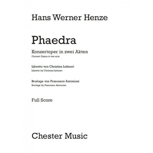 Hans Werner Henze: Phaedra (Full Score)
