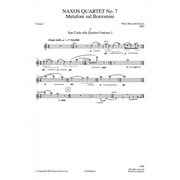 Peter Maxwell Davies: Naxos Quartet No.7 (Parts)