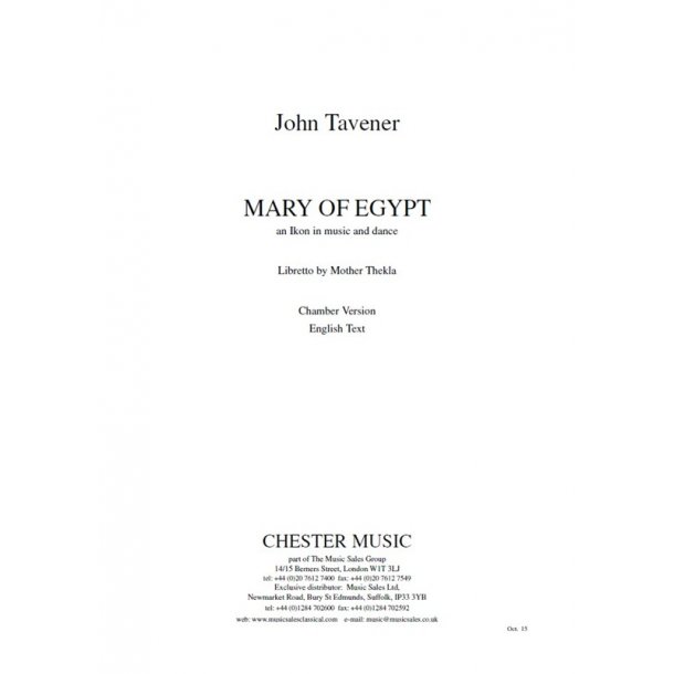 John Tavener: Mary Of Egypt (Study Score)
