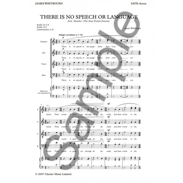 James Whitbourn: There Is No Speech Or Language