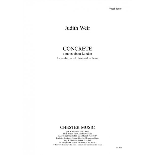 Judith Weir: Concrete - A Motet About London (Vocal Score)