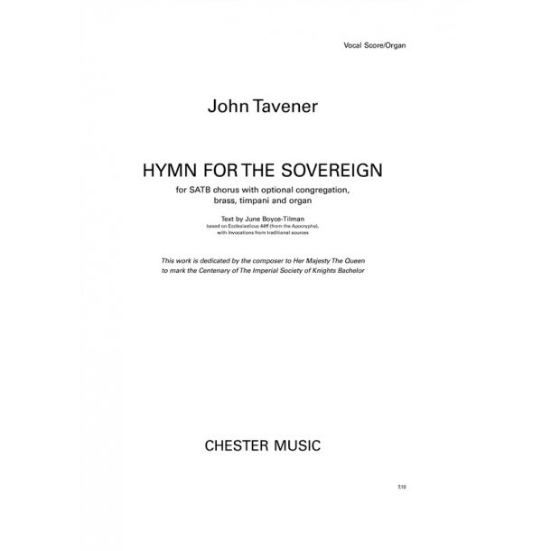 John Tavener: Hymn For The Sovereign (Vocal Score)