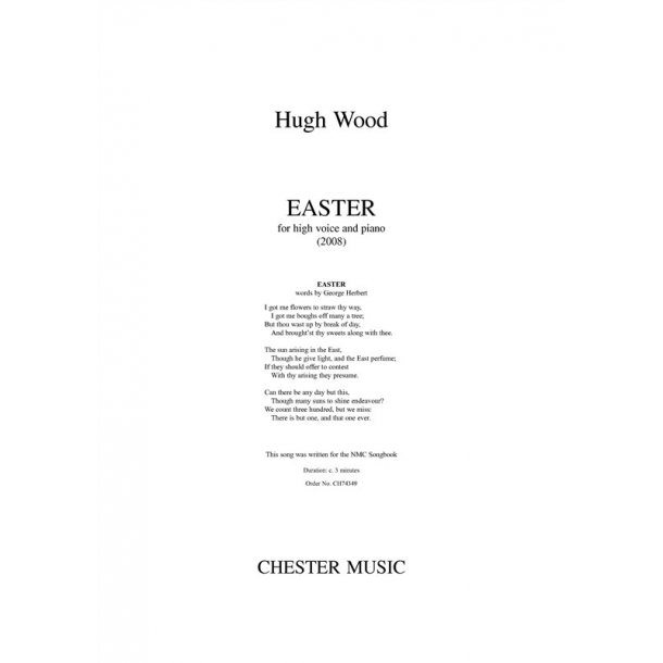Hugh Wood: Easter - High Voice/Piano