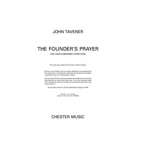 John Tavener: The Founder's Prayer (Vocal Score)