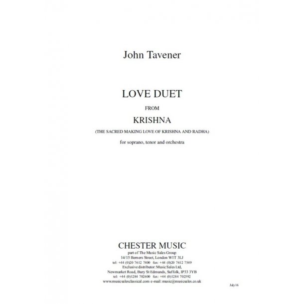 John Tavener: Love Duet From Krishna (Full Score)