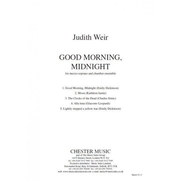 Judith Weir: Good Morning, Midnight (Study Score)